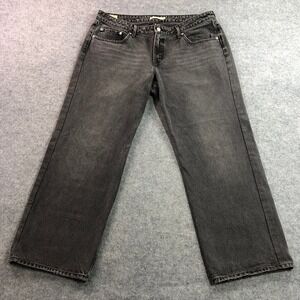 Levi's Premium Womens Low Loose Jeans 34 Gray Faded "Big E" Wide Leg Baggy Denim